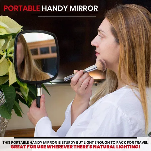 Vista 5 de Mirrorvana Paquete de 5 espejos de mano grandes y cómodos (negro)