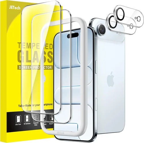 Vista 17 de JETech Protector de pantalla para iPhone 11 de 6.1 pulgadas con protector de lente de cámara, película de vidrio templado, paquete de 2
