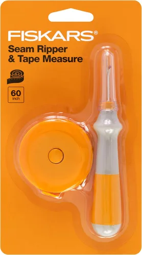 Vista 5 de Fiskars Juego de cinta métrica y desgarrador de costura, diseño ergonómico, cinta autoretráctil de 5 pies para coser y manualidades