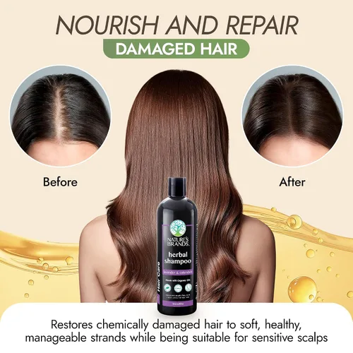 Vista 5 de Champú natural de Herbal Choice Mari (lavanda y caléndula, botella de 8 onzas líquidas) - Hecho con ingredientes orgánicos - Sin productos químicos