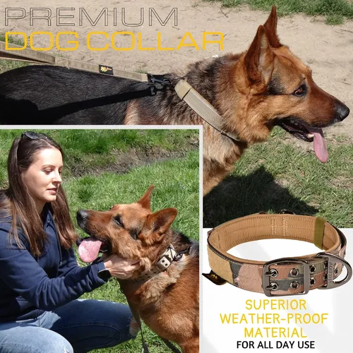 Vista 7 de ADITYNA Collar de perro resistente para perros extra grandes con mango de Collar táctico de camuflaje para caminar, entrenar, uso diario
