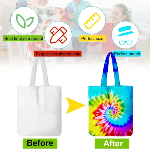 Vista 4 de Vodolo Bolsas blancas para teñido anudado (4 unidades), kits de teñido anudado para adultos, niños, mujeres, grupos grandes, bolsas de algodón