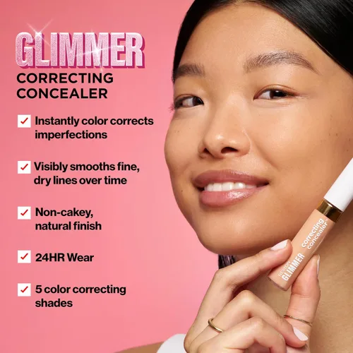 Vista 4 de Revlon Glimmer - Corrector con efecto corrector líquido para debajo de los ojos, hecho con cafeína, vitamina C y esteviosido, 100 Verde, 0.3 fl oz