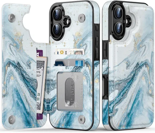 Vista 47 de LETO para iPhone 15 Pro Funda tipo cartera - Tapa tipo folio con patada - Diseños de moda - Tarjetero - Funda protectora para mujeres y niñas - 6.1