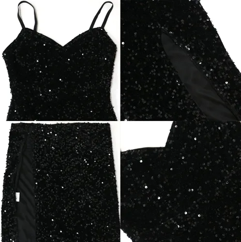 Vista 5 de Vestido largo de cóctel de noche sin mangas con hombros descubiertos para mujer