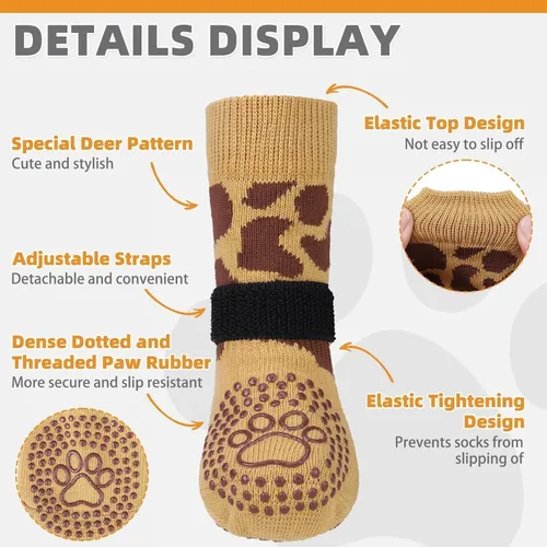 Vista 2 de KOOLTAIL Calcetines antideslizantes para perros para pavimento caliente/frío para evitar lamer patas, botas de perro y protector de patas