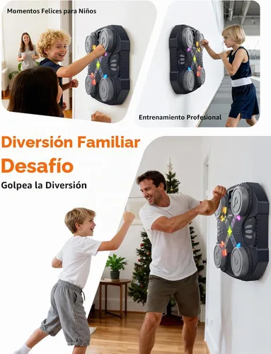 Vista 6 de Music Boxing Machine for Kids-Interactive Wall Mounted Punching Target with Sound & Lights,Smart Boxing Trainer Machine Fitness Game Gymnastics