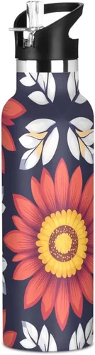 Vista 20 de Flowers Vacuum Insulated Sports Water Bottle Keeps Hot and Cold with Straw Leakproof BPA Free for Gym Sports 08