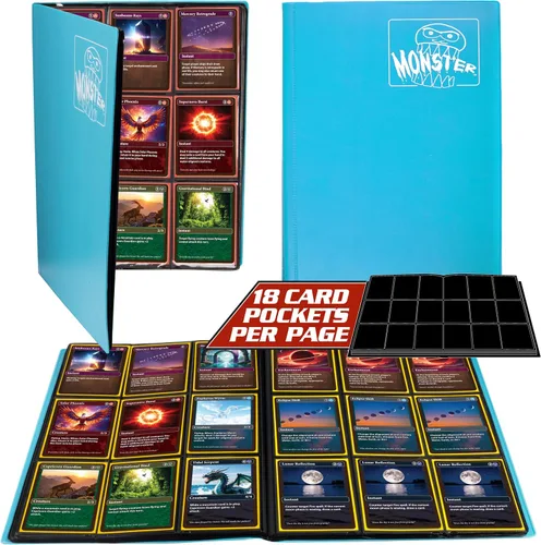 Vista 7 de Monster Binder - Álbum de tarjetas coleccionables de 9 bolsillos, color azul cielo mate