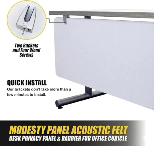 Vista 4 de OBEX Modesty Desk - Pantalla acústica de privacidad de PET, panel absorbente de sonido, ideal para recepción, mesa de estudiante u oficina