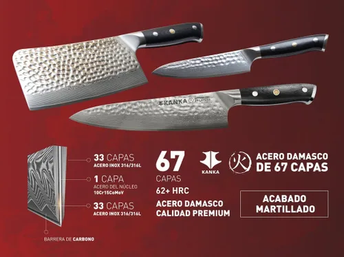 Vista 7 de KANKA Cuchillo utilitario de 5 pulgadas, acero de damasco, martillado Cuchillo utilitario - 5 pulgadas - Martillado