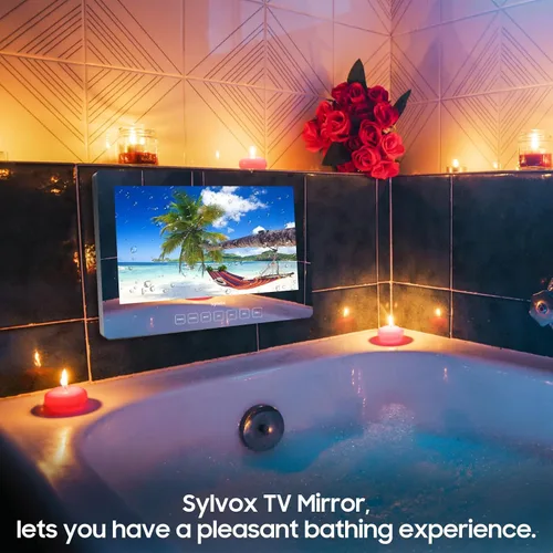 Vista 6 de SYLVOX TV Inteligente de 19'' Espejo Mágico de Baño Resistente al Agua LED TV 1080P 500NITS Alto Brillo Altavoces Frontales Duales Montaje en Pared