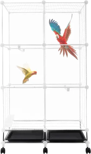Vista 10 de Jaula de pájaro de metal,Jaulas grandes para periquitos para loro,Cockatiel Estilo-11