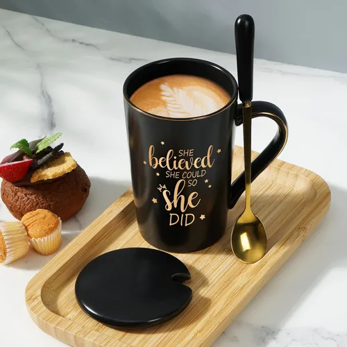Vista 4 de Maustic Taza She Believed She Could So She Did, regalos de graduación para ella, tazas de café para mujeres, regalos motivacionales inspiradores