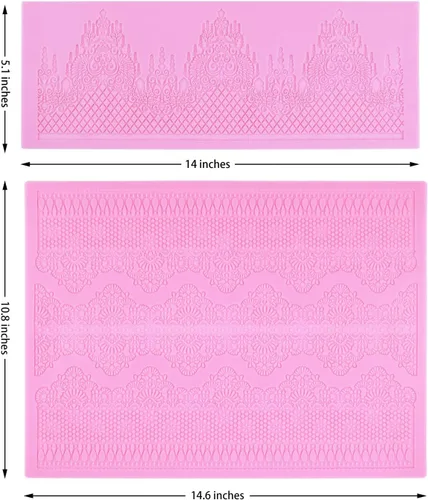 Vista 3 de Moldes de encaje en relieve, juego de 2 moldes de silicona con diseño de flores de varios círculos, decoración de pasteles de boda, molde de A-Rosa