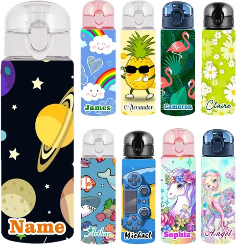 Vista 13 de Botellas de agua personalizadas con tapa, botella personalizada de 26 onzas con nombre, botellas de agua de plástico personalizadas, a prueba