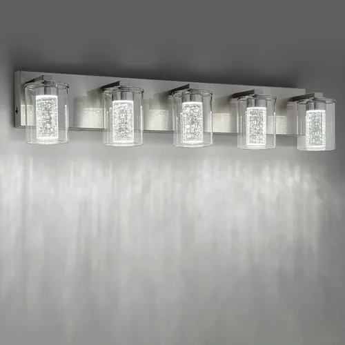 Vista 15 de SineRise Lámpara de tocador negra (3 luces, 17 pulgadas), (3000 K/4000 K/6000 K, regulable), lámpara LED de baño con protección ocular, moderna Negro
