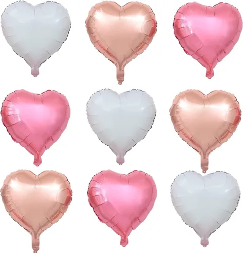Vista 12 de Giga Gud 30 globos de papel de aluminio, de 18 pulgadas, rosa intenso y rosa macarrón, con tema de amor, perfectos para proponer matrimonio, boda