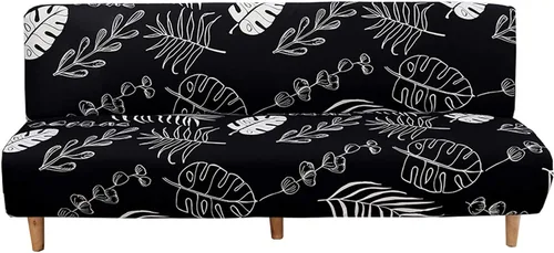 Vista 14 de WOMACO Funda Elástica para Futón Fundas para Sofá Cama Tamaño Full Twin Queen Negro Sin Brazos Protector de Sofá Loveseat con Fondo Elástico