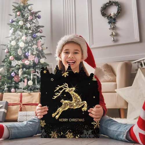 Vista 6 de Pasimy Tarjeta de felicitación de Navidad gigante de 25 x 16 pulgadas, tarjeta de felicitación de invierno gigante, libro de invitados grande