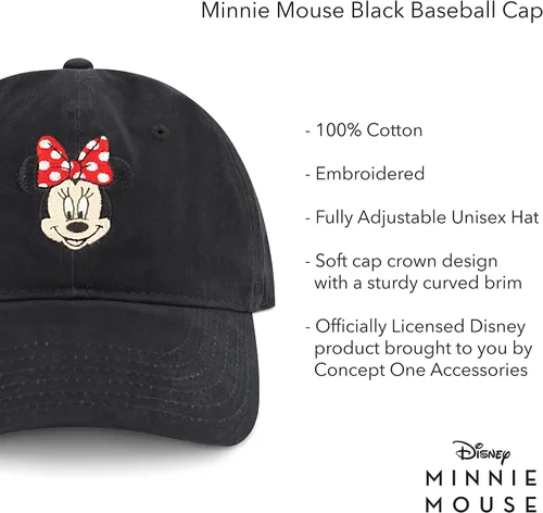 Vista 6 de Concept One Disneys Minnie Mouse Bows Embroidered Cotton Adjustable Dad Hat with Curved Brim