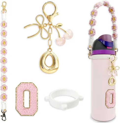 Vista 27 de Letter Handle Strap Accessories with Cute Initial Charm Compatible with Owala Water Bottle 24oz 32oz 40oz Owala Kids