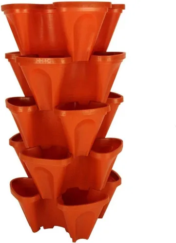 Vista 5 de Macetas apilables en vertical para jardinería, tamaño grande, de Mr. Stacky, haz crecer las plantas utilizando un espacio limitado y un mínimo