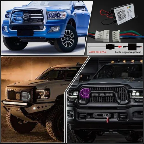 Vista 5 de Switchback - Emblemas LED iluminados con anillo C multicolor, control RGB compatible con Cummins Dodge Ram 2500 3500 Emblemas de Guardabarros
