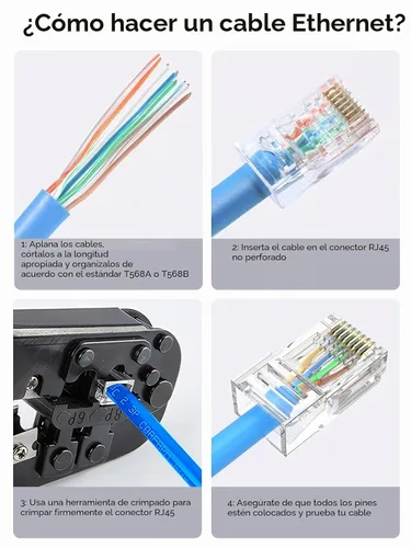 Vista 4 de CableCreation Conectores RJ45 Cat6, paquete de 10 extremos RJ45 Cat6, cable