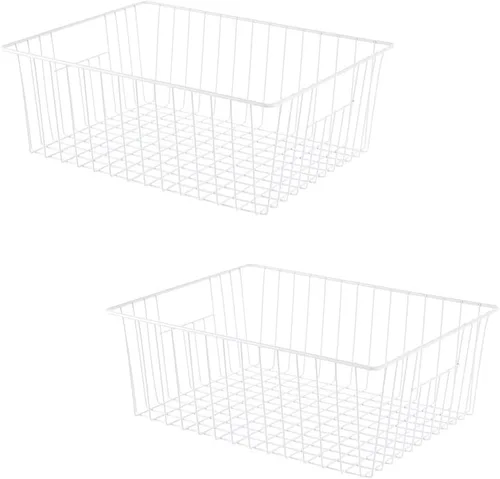 Vista 15 de Canastas organizadoras de almacenamiento de alambre de 16 pulgadas para congelador, cubo de refrigerador para el hogar con asas integradas