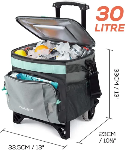 Vista 2 de TOURIT Enfriador plegable para 50 latas, a prueba de fugas, con ruedas y carrito todo terreno para playa, campamento, patio, viajes, al aire libre
