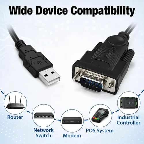 Vista 8 de Cyberguys! USB-A to RS232 DB9 Male Serial Cable with FTDI Chipset, 6 FT