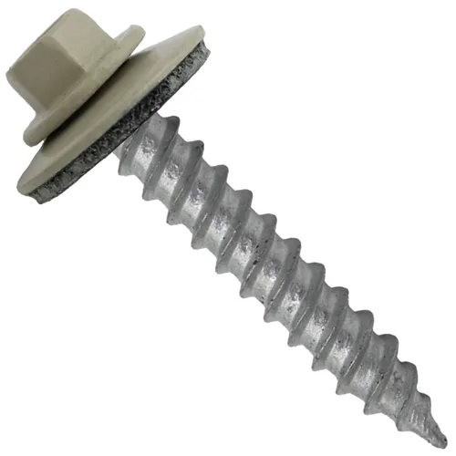 Vista 87 de 12 tornillos para techos de metal gris ABC de 1-1/2 pulgadas, cabezal de arandela hexagonal, arranque automático/roscado, arandela EPDM. 1 bolsa