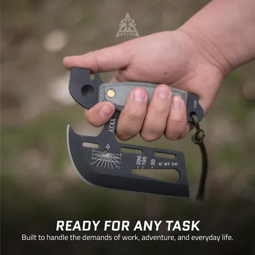 Vista 6 de Hacha de mano Tops Knives Atax Durable Steel Construction • Multi-Tool Survival Hatchet • Camping, Bushcraft, Hunting, Hiking & Emergency Use