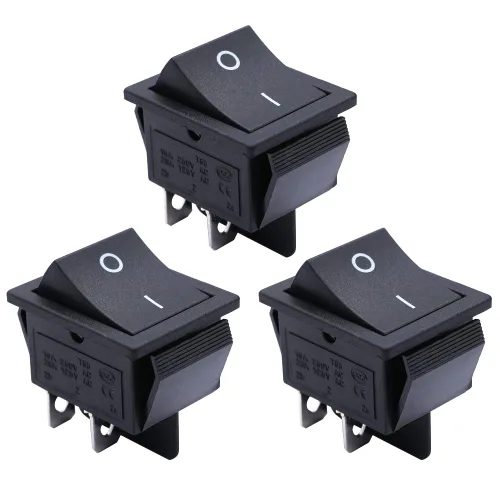 Vista 23 de mxuteuk 5 unids Snap-in AC110/120V Interruptor basculante redondo iluminado Interruptor de alimentación de palanca de barco Luz roja SPST ON-Off 3