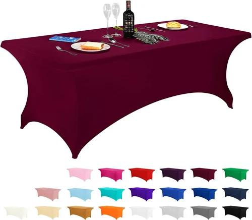 Vista 60 de LZY Cubierta de Mesa Elástica Ajustable de Spandex para Mesa Plegable de 6 pies, 4 pies o 8 pies, Mantel de Cóctel Rectangular, Perfecto para Champn