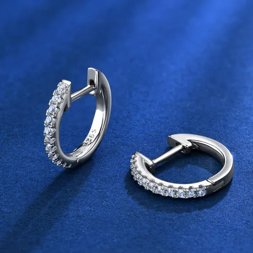 Vista 2 de Aretes de plata de ley 925 para mujer, aretes de aro de circonita cúbica 5A, regalos de joyería para ella