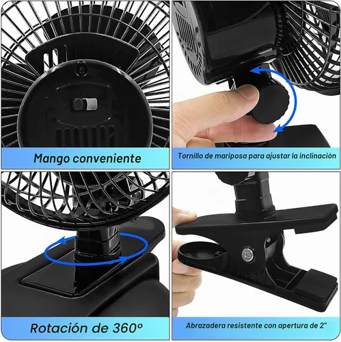 Vista 5 de Comfort Zone ventilador con sujetador de 6 pulgadas