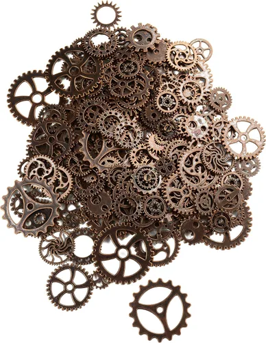 Vista 2 de Aokbean 150 piezas de metal, bronce, vintage, variadas, para hacer joyería. Gargantillas, relojes, ruedas