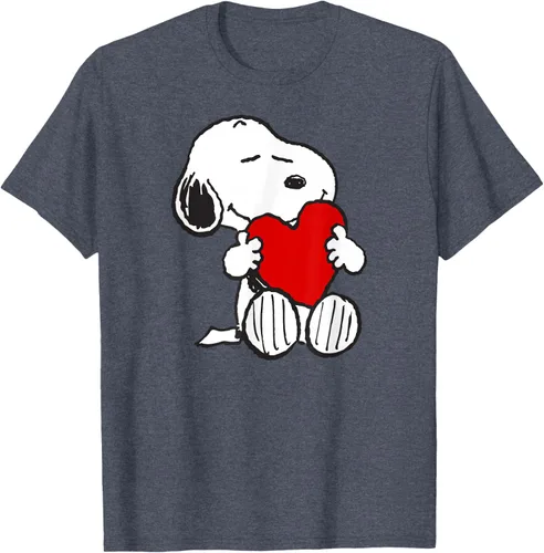Vista 41 de Peanuts Camiseta de San Valentín Snoopy Hugging Heart, Negro