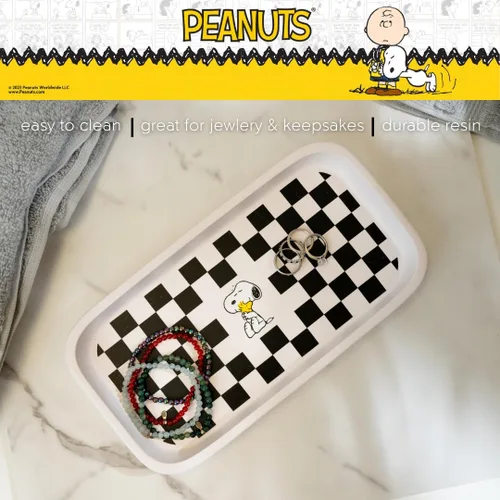 Vista 3 de Franco Collectibles - Bandeja de joyería a cuadros Peanuts Snoopy (producto oficial)