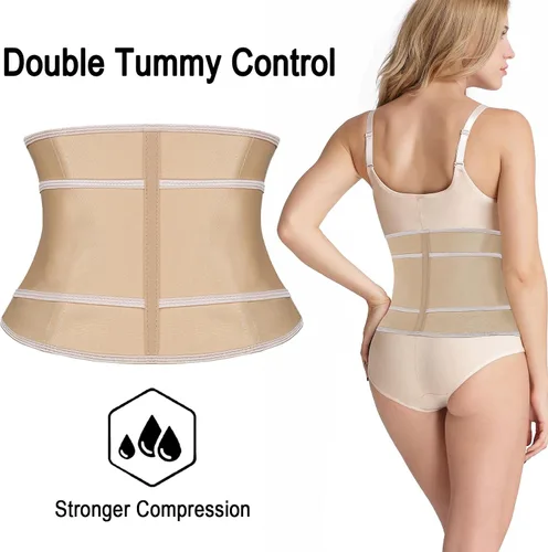 Vista 7 de Atbuty Entrenadores de cintura de torso corto para mujer, corsé debajo del busto, de látex, faja deportiva de reloj de arena