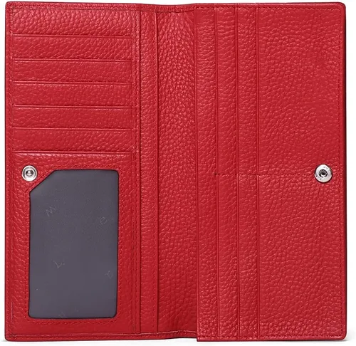Vista 8 de GOIACII - Carteras para mujer con bloqueo de RFID, cuero ultradelgado, tarjetero, cartera de mano 1-Natural-A-Negro