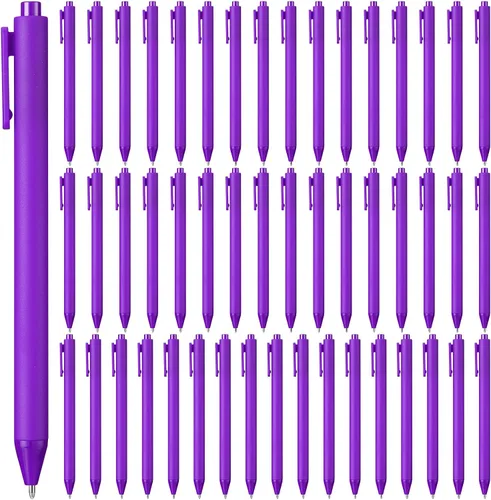 Vista 11 de 50 bolígrafos retráctiles a granel de 0.039 in, punta media, tinta negra, lindos bolígrafos de escritura suave, suministros escolares