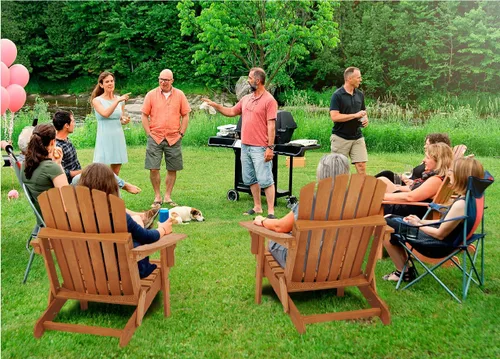 Vista 9 de Havemies Silla Adirondack plegable de madera de gran tamaño con respaldo premontado y tabla de asiento, silla de patio de madera para jardín, patio