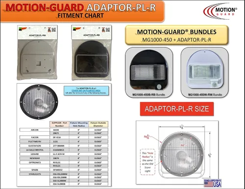 Vista 9 de MG1000-450B, luz LED de sensor de movimiento para porche montada en exterior de RV, con clasificación IP65 con INTELA-Sensor, protección