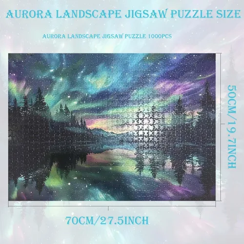 Vista 5 de Aurora - Rompecabezas para adultos de 1000 piezas, cielo estrellado de 1000 piezas para adultos, rompecabezas difíciles, difíciles y desafiantes