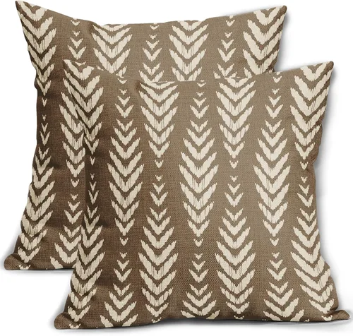 Vista 13 de Sweetshow - Juego de 2 fundas de almohada boho de 16x16 pulgadas, fundas de almohada étnicas bohemias negras con estampado geométrico de espiga