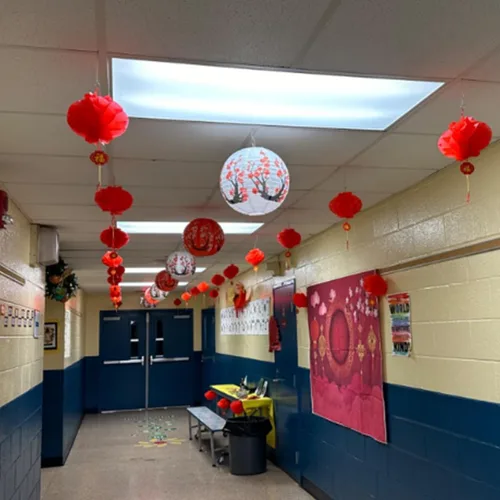 Vista 9 de Hibach - Juego de 26 linternas de papel chinas japonesas con flor de cerezo rojo, 12 x 8 pulgadas para temática asiática, cumpleaños, hogar