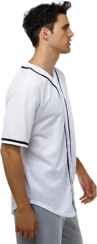 Vista 3 de JC DISTRO Camiseta de béisbol de manga corta con botones para hombre